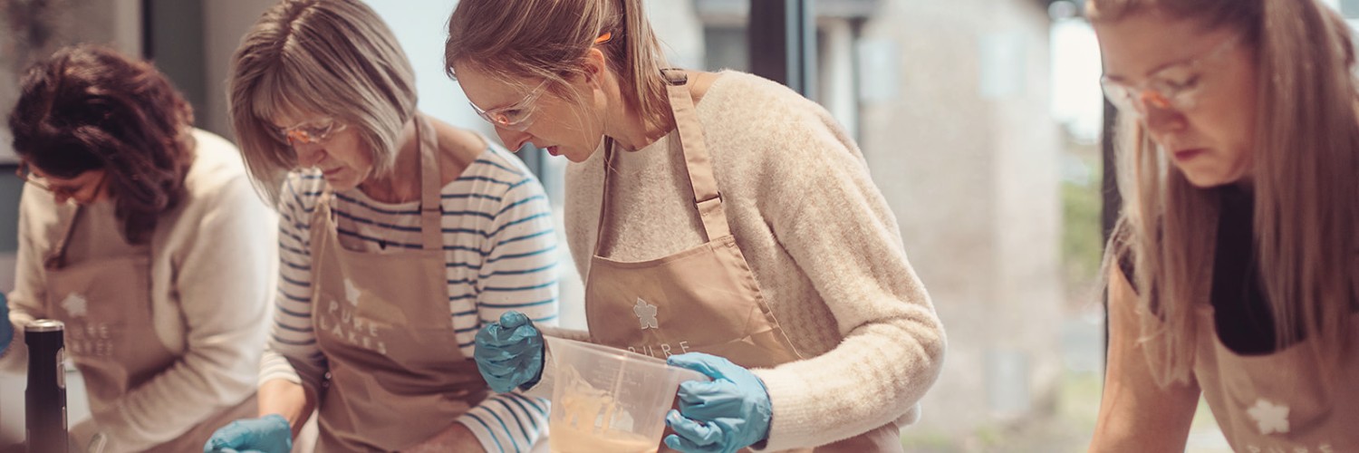 Visitors at a candle and soap making masterclass at Pure Lakes © Tiree Dawson